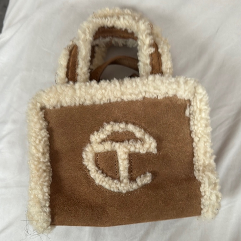 Telfar Mini Bag Brown and Cream Cozy Sherpa